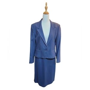 Vintage 70's, College Town, 100% Wool, Blue Women's Blazer and Skirt Suit.